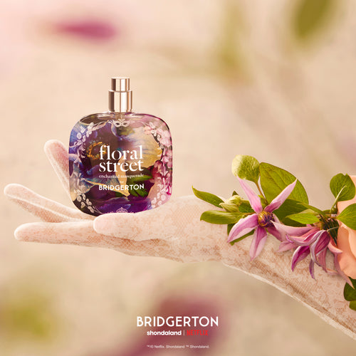Floral Street Enchanted Masquerade Eau de Parfum for Bridgerton bottle in hand