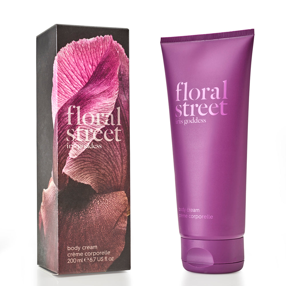 Floral Street Iris Goddess Vegan Scented Body Cream with recyclable sugarcane packaging 