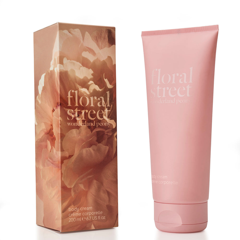 Wonderland peony 200ml vegan body cream with recyclable sugarcane packaging 1